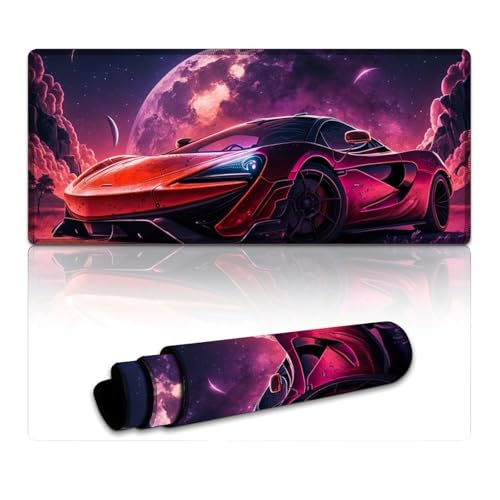Computer-Mauspad, Cooles Sportauto, erweitertes XXXL-Mauspad, Schreibtischunterlage mit Rutschfester Unterseite aus Naturkautschuk für Gamer/Desktop/Büro/Zuhause (40 x 90 x 0,3 cm) von LYXIANY