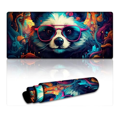 Computer-Mauspad, Fantasy-Panda, extragroßes Mauspad (40 x 90 x 0,3 cm), Tastatur-Schreibtischmatte mit genähten Kanten, für Home-Office-Gaming-Arbeit von LYXIANY