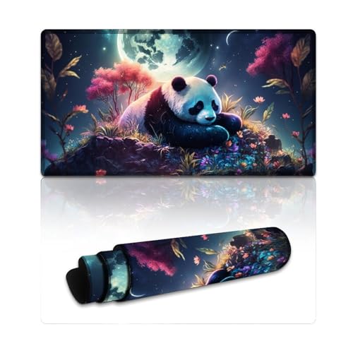 Computer-Mauspad, Fantasy-Panda, genähte Kanten, Mauspad (40 x 75 x 0,3 cm), Mäusepad, rutschfeste Gummiunterseite, bequemes Büromaterial von LYXIANY