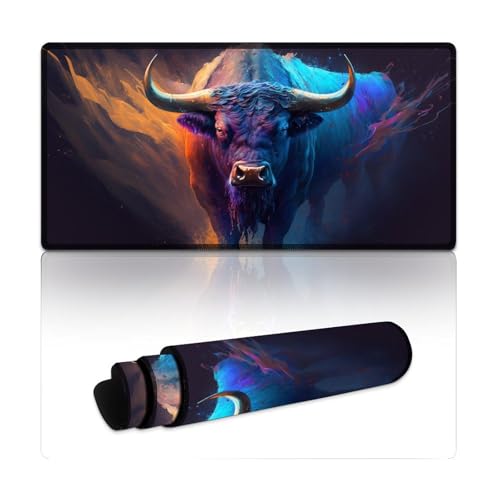 Computer-Mauspad Fantasy Yak Extended L Mousepad, Mäusepad mit genähten Kanten für Gaming, Büro und Zuhause (30 x 60 x 0,3 cm) von LYXIANY
