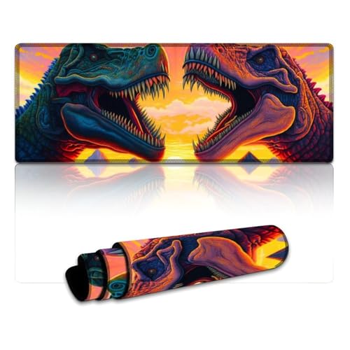 Computer-Mauspad mit Dinosaurier-Motiv, extragroß, Mauspad (30 x 80 x 0,3 cm), Tastatur-Schreibtischmatte mit genähten Kanten, für Home-Office-Gaming-Arbeit von LYXIANY