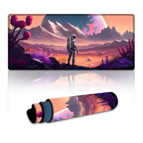 Gaming-Mauspad, Astronaut Planet, erweitertes Mauspad, Mäusepad mit Rutschfester Unterseite für Home-Office-Computer, Laptop (40 x 90 x 0,3 cm) von LYXIANY