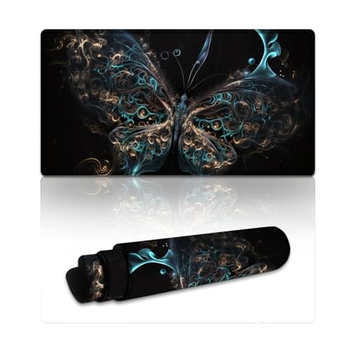 Gaming-Mauspad, Fantasy Butterfly, wasserdichtes Mauspad, Tastatur-Schreibtischmatte mit genähten Kanten für Gaming, Büro und Zuhause (40 x 75 x 0,3 cm) von LYXIANY