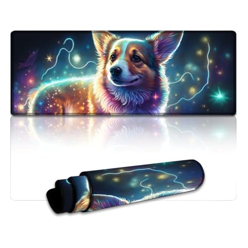 Gaming-Mauspad, Fantasy Corgi, wasserdicht, Mauspad (30 x 80 x 0,3 cm), Tastatur-Schreibtischunterlage für Computer, Laptops, Büro, Schreibtischzubehör von LYXIANY