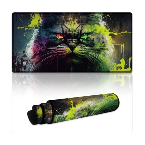 Gaming-Mauspad, Fantasy-Katze, extragroß, Mauspad (30 x 60 x 0,3 cm), Mäusepad für Gaming, Computer, Notebook, Home Office von LYXIANY