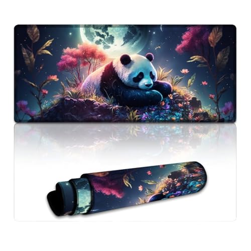 Gaming-Mauspad, Fantasy Panda, wasserdichtes Mauspad, Mäusepad mit Rutschfester Unterseite und genähtem Rand für Gaming-Büroarbeiten (40 x 90 x 0,3 cm) von LYXIANY