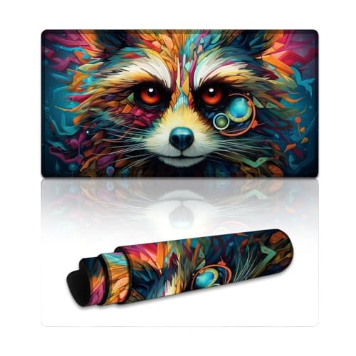 Gaming-Mauspad, Fantasy Raccoon, erweitertes XXL-Mauspad, Tischunterlage für Laptop, Computer und PC, Gamer, Büro und Zuhause (40 x 75 x 0,3 cm) von LYXIANY