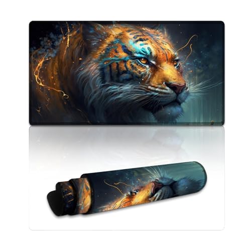 Gaming-Mauspad, Fantasy Tiger, erweitertes XXL-Mauspad, Tischunterlage für Laptop, Computer und PC, Gamer, Büro und Zuhause (40 x 75 x 0,3 cm) von LYXIANY