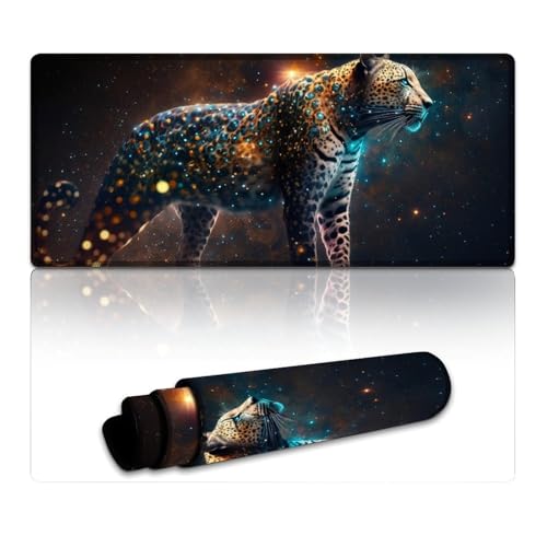 Gaming-Mauspad, Leoparden-Mousepad, erweitertes Mauspad, Mäusepad mit Rutschfester Unterseite für Home-Office-Computer, Laptop (40 x 90 x 0,3 cm) von LYXIANY