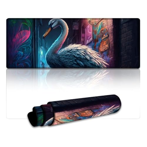 Gaming-Mauspad, Neon Swan, extra großes Mauspad (30 x 80 x 0,3 cm), Mäusepad für Gaming, Computer, Notebook, Home Office von LYXIANY