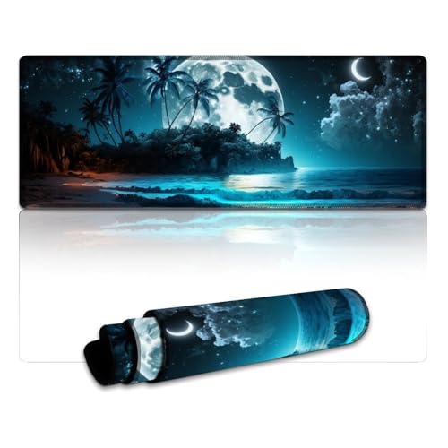 Gaming-Mauspad, Strand-Nachtszene, extra großes Mauspad (30 x 80 x 0,3 cm), Mäusepad für Gaming-Computer, Notebook, Home Office von LYXIANY