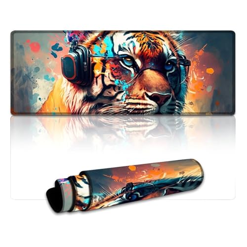 Gaming-Mauspad, Tiger, erweitertes Mauspad, Mäusepad mit Rutschfester Unterseite für Home-Office-Computer, Laptop (30 x 80 x 0,3 cm) von LYXIANY
