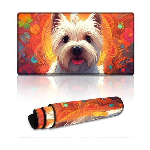 Gaming-Mauspad, West Highland Terrier, erweitertes Mauspad, Mäusepad mit Rutschfester Unterseite für Home-Office-Computer, Laptop (40 x 75 x 0,3 cm) von LYXIANY