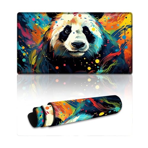 Großes Mauspad, Farbzeichnung eines Fantasy-Pandas, erweitertes XXL-Mauspad (40 x 75 x 0,3 cm), Schreibtischunterlage für Tastatur, Computer, PC, Gamer, Schreibtisch, Büro von LYXIANY