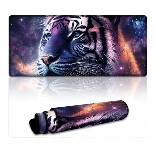 LYXIANY Computer-Mauspad, Cosmic Galaxy Tiger, erweitertes Mauspad (40 x 90 x 0,3 cm), Tastaturpad für Computer, Laptop, Büro und Zuhause von LYXIANY