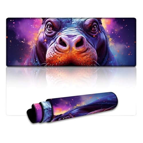 LYXIANY Computer-Mauspad, Hippo, erweitertes XL-Mauspad, Tischmatte, rutschfeste Gummi- und wasserdichte Oberfläche für PC, Laptop, Schreibtisch (30 x 80 x 0,3 cm) von LYXIANY