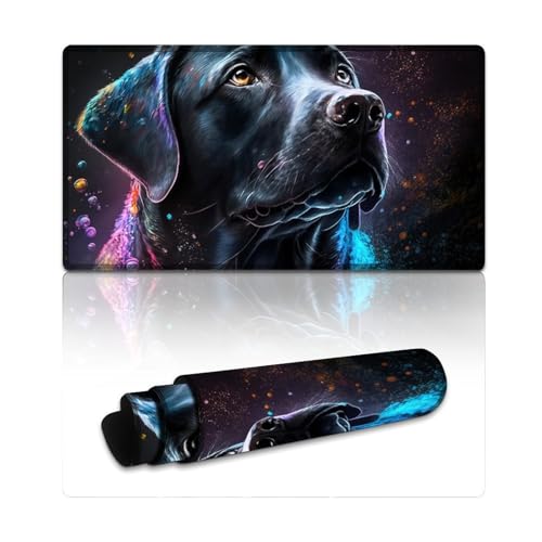 LYXIANY Computer-Mauspad, Labrador Retriever-Hund, lang, XXL-Mauspads (40 x 75 x 0,3 cm), Schreibtischunterlage mit Rutschfester Gummiunterseite, genähte Kanten von LYXIANY