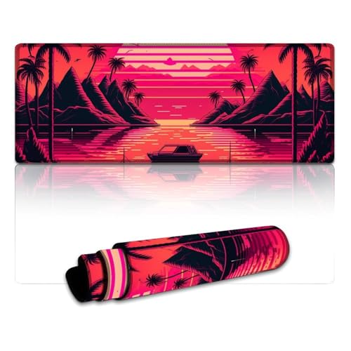 LYXIANY Computer-Mauspad, Neon-Landschaft, erweitertes Mauspad (30 x 80 x 0,3 cm), Tastaturpad für Computer, Laptop, Büro und Zuhause von LYXIANY