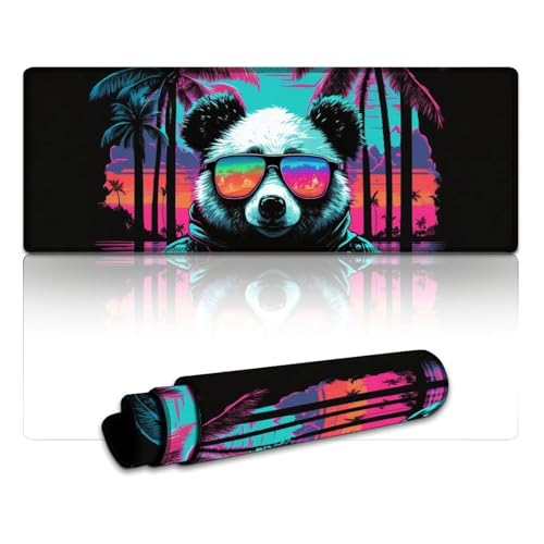 LYXIANY Computer-Mauspad, Panda, erweitertes XL-Mauspad, Mäusepad mit genähten Kanten für Gaming, Büro und Zuhause (30 x 80 x 0,3 cm) von LYXIANY