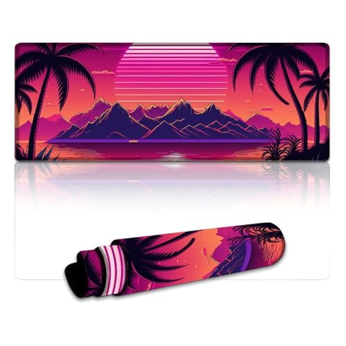 LYXIANY Computer-Mauspad, Retrowave Mountains, erweitertes XL-Mauspad, Tischmatte, rutschfeste Gummi- und wasserdichte Oberfläche für PC, Laptop, Schreibtisch (30 x 80 x 0,3 cm) von LYXIANY