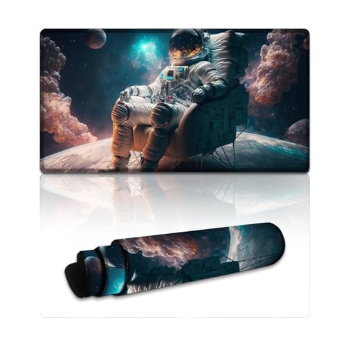 LYXIANY Computer-Mauspad Astronaut Erweitertes XXL-Mauspad, Tischmatte aus rutschfestem Gummi und wasserdichter Oberfläche für PC, Laptop, Schreibtisch (40 x 75 x 0,3 cm) von LYXIANY