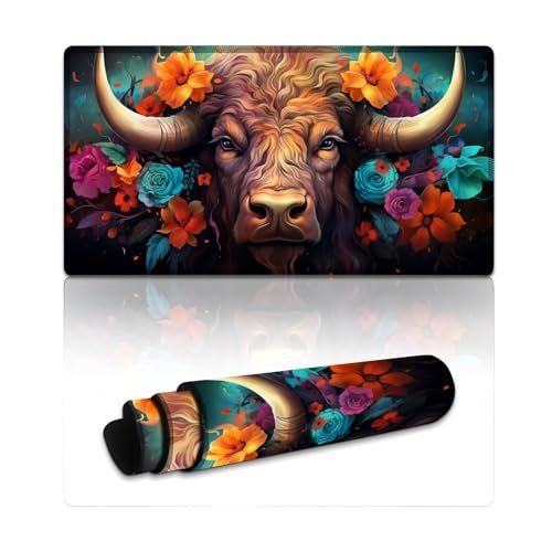 LYXIANY Computer-Mauspad Buffalo, extragroßes Mauspad, Schreibtischunterlage mit wasserdichter Stoffoberfläche und Rutschfester Gummiunterseite (40 x 75 x 0,3 cm) von LYXIANY