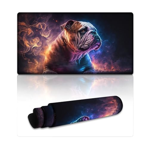LYXIANY Computer-Mauspad Bulldog Nebula, erweitertes XXL-Mauspad, Schreibtischunterlage mit Rutschfester Unterseite aus Naturkautschuk für Gamer/Desktop/Büro/Zuhause (40 x 75 x 0,3 cm) von LYXIANY