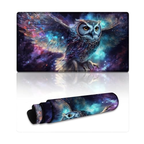 LYXIANY Computer-Mauspad mit Eulen-Nebel, lang, XXL-Mauspads (40 x 75 x 0,3 cm), Tischunterlage verbessert Präzision und Geschwindigkeit, Gummiunterseite für stabilen Halt von LYXIANY