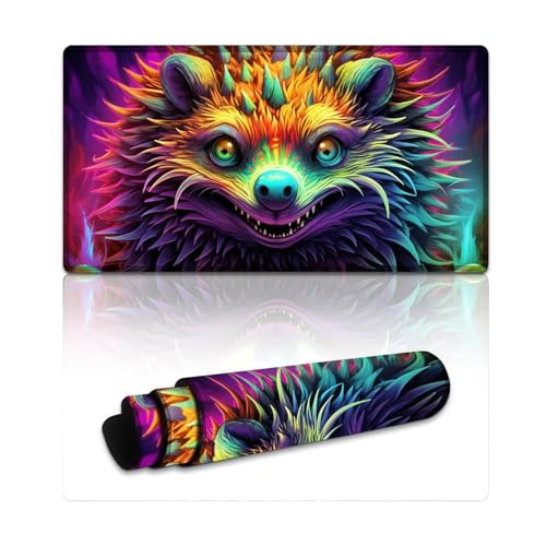 LYXIANY Computer-Mauspad mit Igel-Motiv, genähte Kanten, Schreibtischunterlage, weiche Kanten, rutschfeste Unterseite (40 x 75 x 0,3 cm) von LYXIANY