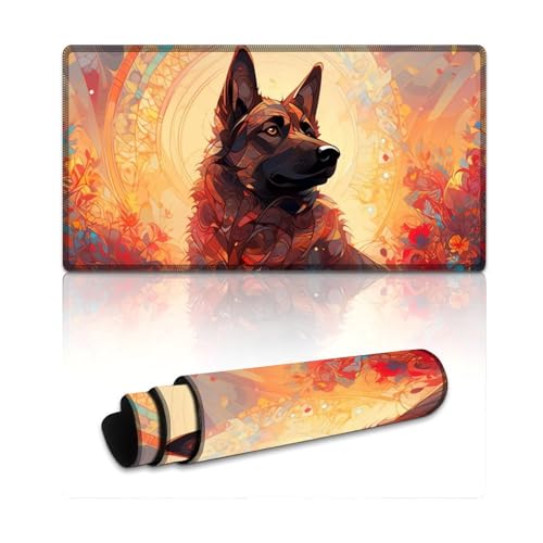LYXIANY Computer-Mauspad mit Schäferhund, erweitertes XXL-Mauspad, Tischmatte, rutschfeste Gummi- und wasserdichte Oberfläche für PC, Laptop, Schreibtisch (40 x 75 x 0,3 cm) von LYXIANY