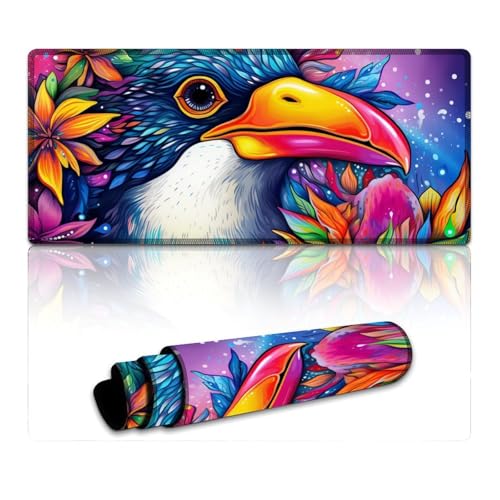 LYXIANY Computer-Mauspad mit Tierpinguinen, genähte Kanten, Mauspad, Schreibtischunterlage, weiche gesäumte Kanten, rutschfeste Unterseite (40 x 90 x 0,3 cm) von LYXIANY