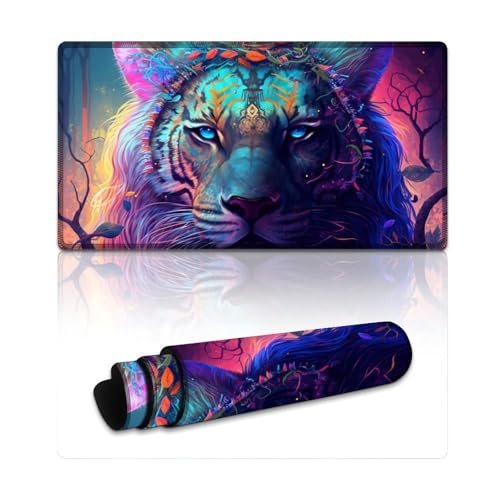 LYXIANY Computer-Mauspad mit Tiger-Nahtkanten, Mauspad, Tastaturpad mit Rutschfester Gummiunterseite (40 x 75 x 0,3 cm) von LYXIANY