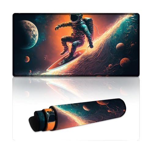 LYXIANY Gaming-Mauspad, Astronaut, waschbares Mauspad (30 x 60 x 0,3 cm), Tastatur-Schreibtischunterlage mit glatter Gleitfläche und Rutschfester Unterseite von LYXIANY