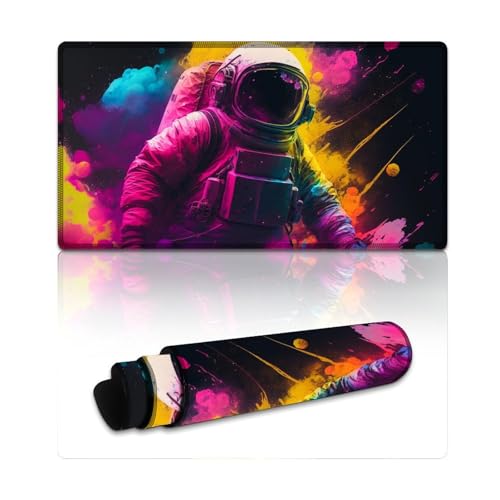 LYXIANY Gaming-Mauspad, Astronaut, wasserdichtes Mauspad, Mäusepad mit Rutschfester Unterseite und genähtem Rand für Gaming-Büroarbeiten (40 x 75 x 0,3 cm) von LYXIANY