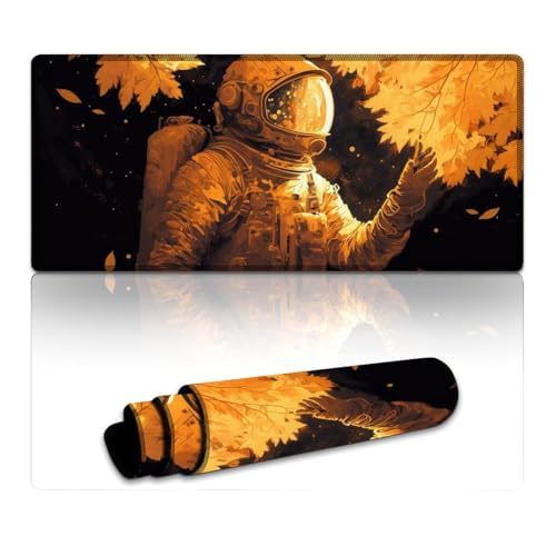 LYXIANY Gaming-Mauspad, Astronaut, wasserdichtes Mauspad, Mäusepad mit Rutschfester Unterseite und genähtem Rand für Gaming-Büroarbeiten (40 x 90 x 0,3 cm) von LYXIANY