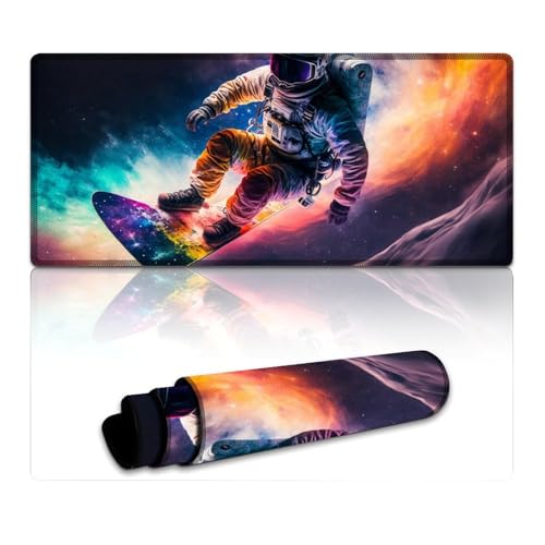 LYXIANY Gaming-Mauspad, Astronaut, wasserdichtes Mauspad, Mäusepad mit Rutschfester Unterseite und genähtem Rand für Gaming-Büroarbeiten (40 x 90 x 0,3 cm) von LYXIANY