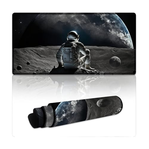 LYXIANY Gaming-Mauspad, Astronaut auf dem Mond, L, Mauspad (30 x 60 x 0,3 cm), Tischmatte für Computer, Laptop, Büro, Schreibtischzubehör von LYXIANY