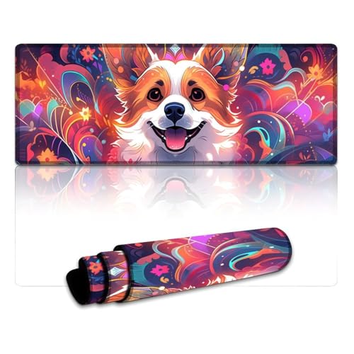 LYXIANY Gaming-Mauspad, Corgi, lang, XL, Mauspads (30 x 80 x 0,3 cm), Tischunterlage für MacBook, Laptop, Büro und Zuhause, Schreibtischdekoration von LYXIANY