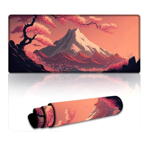 LYXIANY Gaming-Mauspad, Kirschblüten-Mount Fuji, Lange XXXL-Mauspads (40 x 90 x 0,3 cm), Tischunterlage für MacBook, Laptop, Büro und Zuhause, Schreibtischdekoration von LYXIANY