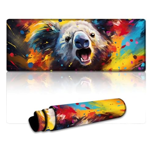 LYXIANY Gaming-Mauspad, Koala, wasserdichtes Mauspad (30 x 80 x 0,3 cm), Schreibtischunterlage mit genähten Kanten für Gaming, Büro und Zuhause von LYXIANY