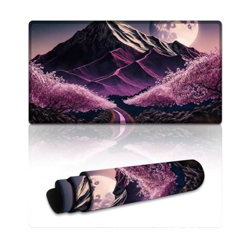 LYXIANY Gaming-Mauspad, Lavendel, Mount Fuji, extragroß, Schreibtischunterlage für Gamer, Büro, Zuhause, MacBook, PC, Laptop, Schreibtisch (40 x 75 x 0,3 cm) von LYXIANY