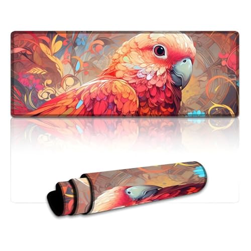 LYXIANY Gaming-Mauspad, Papagei, wasserdichtes Mauspad, Mäusepad mit Rutschfester Unterseite und genähtem Rand für Gaming-Büroarbeiten (30 x 80 x 0,3 cm) von LYXIANY