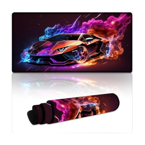 LYXIANY Gaming-Mauspad, Sportwagen, wasserdichtes Mauspad, Tastatur-Schreibtischmatte mit genähten Kanten für Gaming, Büro und Zuhause (30 x 60 x 0,3 cm) von LYXIANY