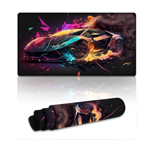LYXIANY Gaming-Mauspad, Sportwagen, wasserdichtes Mauspad (40 x 75 x 0,3 cm), Tischmatte mit Rutschfester Unterseite und genähtem Rand für Büro/Gaming von LYXIANY