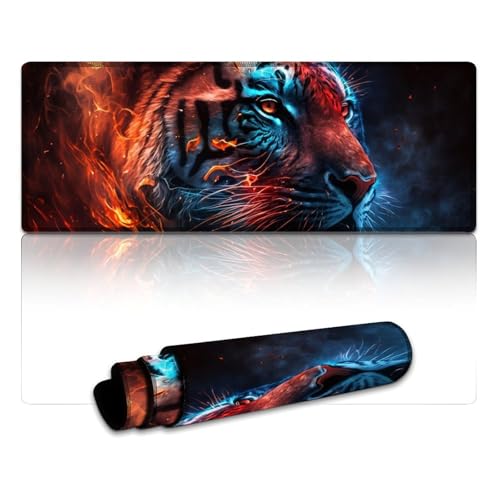 LYXIANY Gaming-Mauspad, Tiger, extragroß, Mauspad, Schreibtischunterlage für Gamer, Büro, Zuhause, MacBook, PC, Laptop, Schreibtisch (30 x 80 x 0,3 cm) von LYXIANY