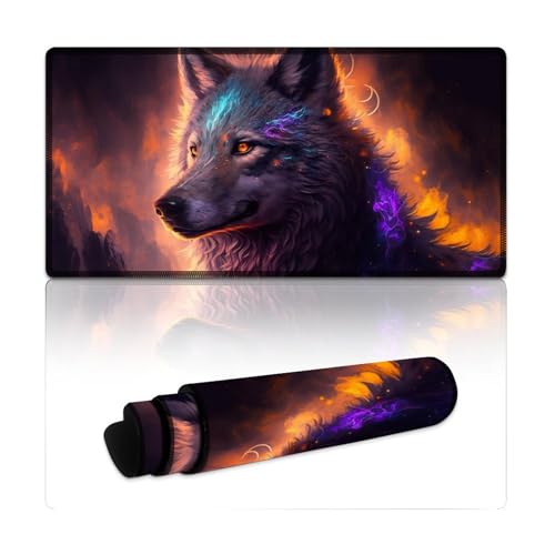 LYXIANY Gaming-Mauspad, Wolf, wasserdicht, Mauspad (30 x 60 x 0,3 cm), Tastatur-Schreibtischunterlage für Computer, Laptop, Büro, Schreibtischzubehör von LYXIANY