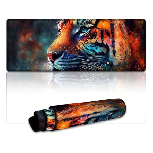LYXIANY Gaming-Mauspad, bunt, Tiger, wasserdicht, Mauspad (30 x 80 x 0,3 cm), Tastatur-Schreibtischunterlage für Computer, Laptop, Büro, Schreibtischzubehör von LYXIANY