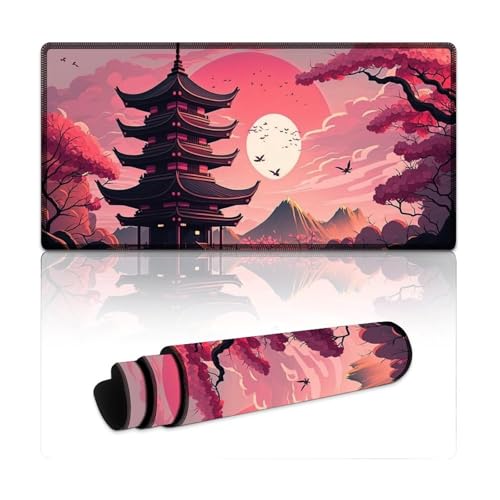 LYXIANY Gaming-Mauspad, japanischer Turm, wasserdichtes Mauspad (30 x 60 x 0,3 cm), Schreibtischunterlage für Gaming-Computer, Laptop, Zuhause, Büro und unterwegs, von LYXIANY