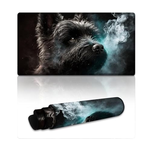 LYXIANY Gaming-Mauspad, schwarzer Cairn Terrier, extragroßes Mauspad, Schreibtischunterlage für Gamer, Büro, Zuhause, MacBook, PC, Laptop, Schreibtisch (40 x 75 x 0,3 cm) von LYXIANY