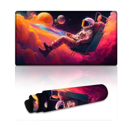 LYXIANY Gaming-Mauspad Astronaut, wasserdichtes Mauspad (40 x 75 x 0,3 cm), Schreibtischunterlage mit genähten Kanten für Gaming, Büro und Zuhause von LYXIANY